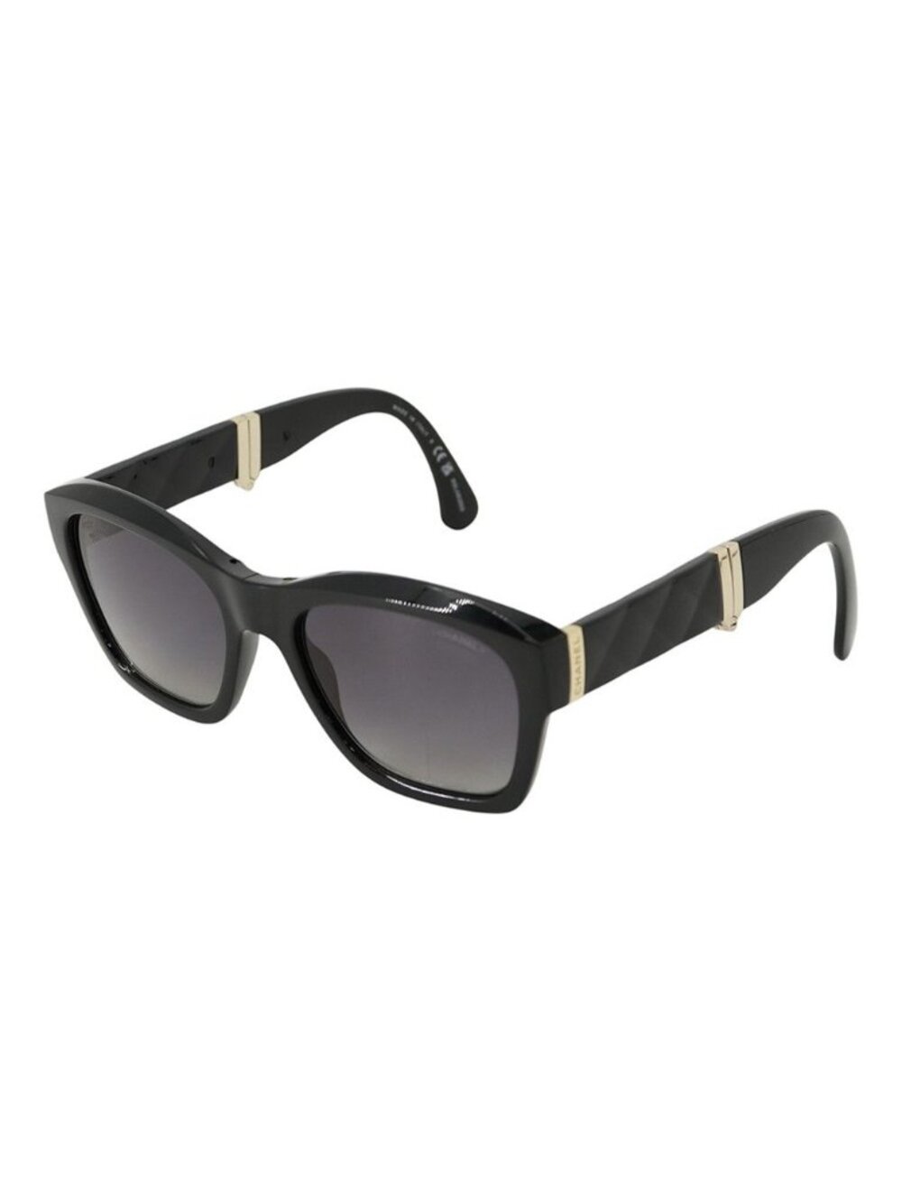 Chanel Sunglasses Foldable Quilted Logo Square Shape Eyewear Black